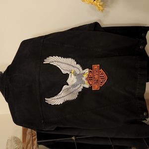 Black denim jacket with Harley  Davidson Eagle